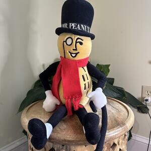 Vintage 1991 Mr Peanut Plush Doll Scarf Cane & Hat 26" Planters